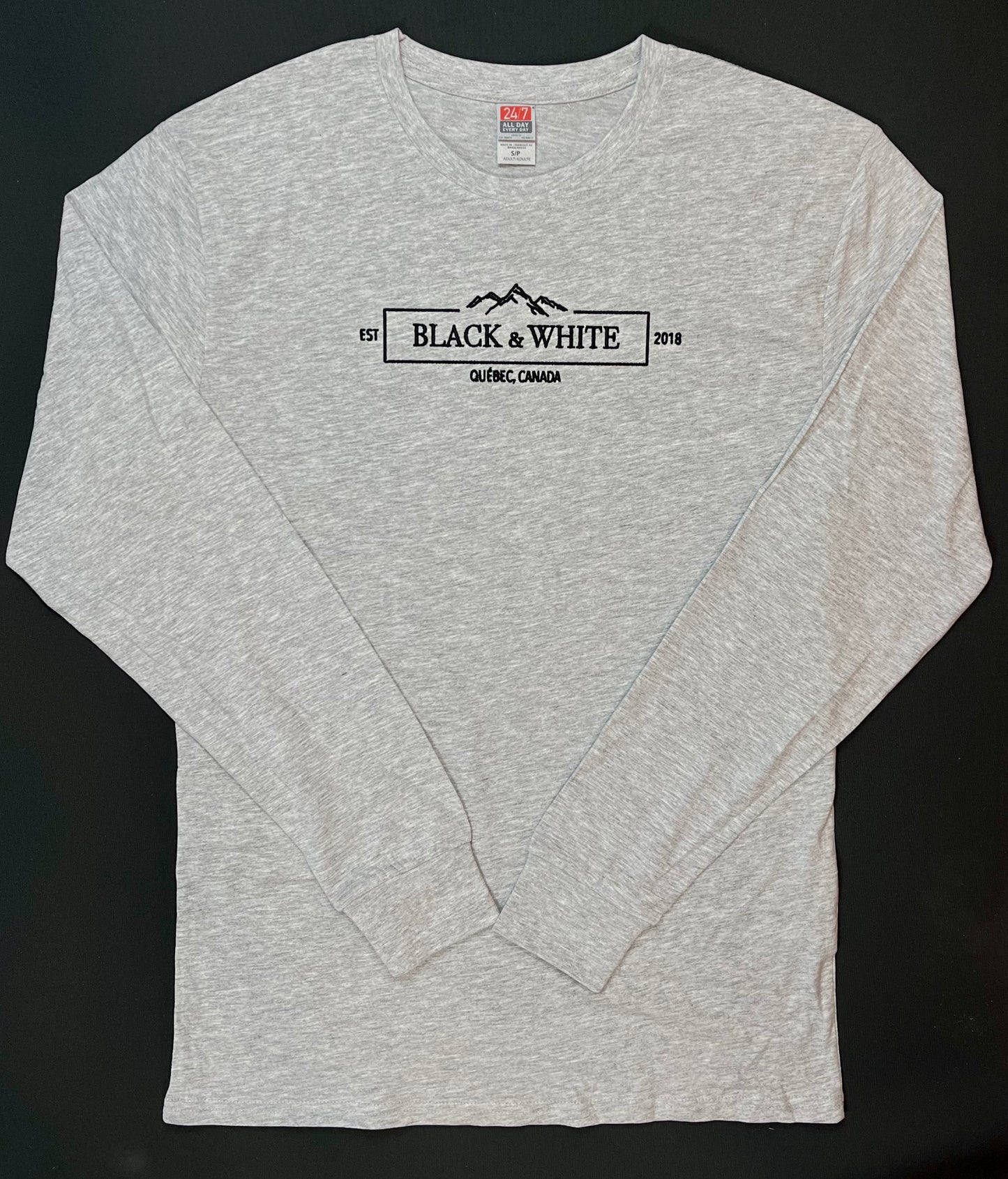 T-shirt unisexe manche longue gris Black and White