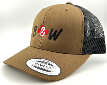 Casquette Snapback | Brun & Filet Noir | Logo B&W